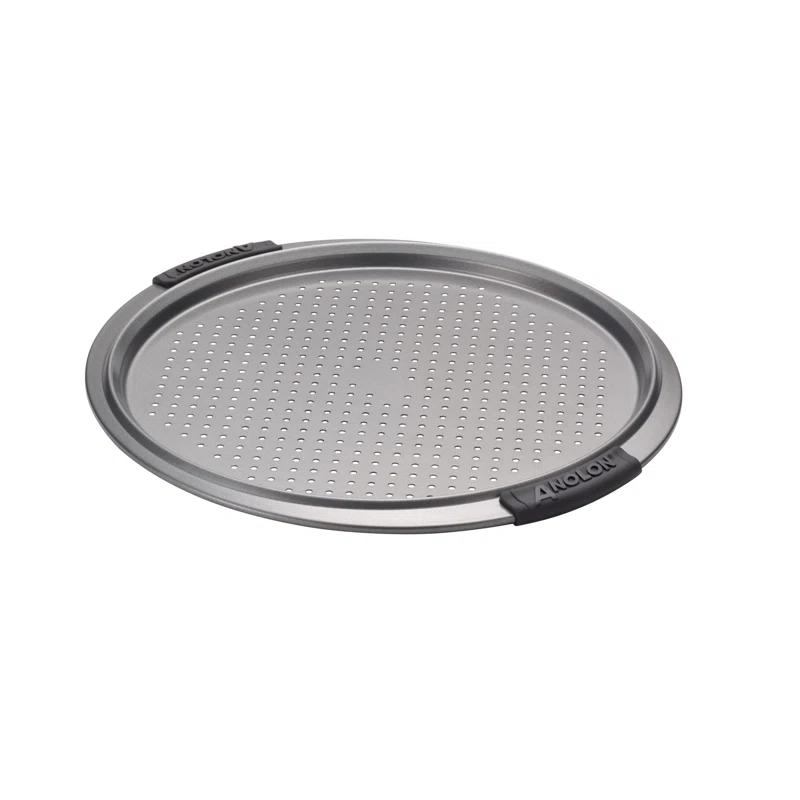 Anolon Advanced Nonstick Bakeware Round Perforated Pizza Pan, 13 Inch, Gray