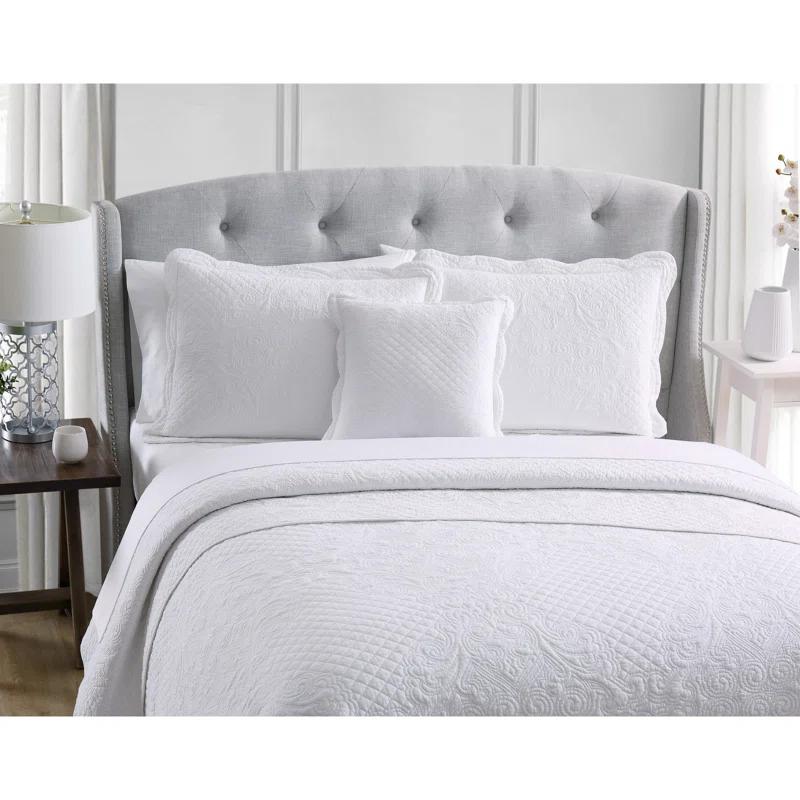 French Tile Scalloped Quilt Set Cotton Standard Quilt Set