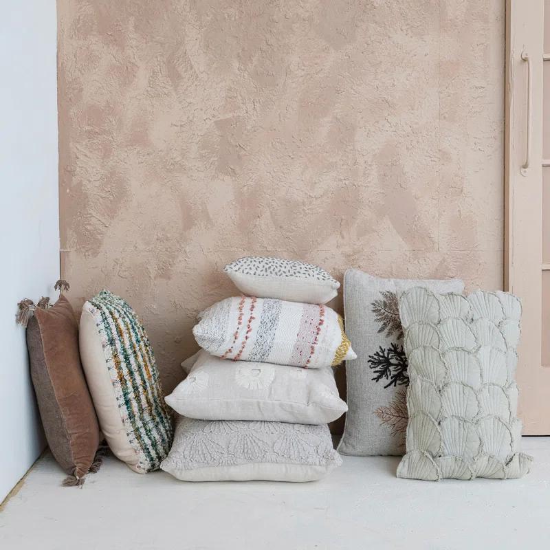 Embroidered Cotton Reversible Throw Pillow