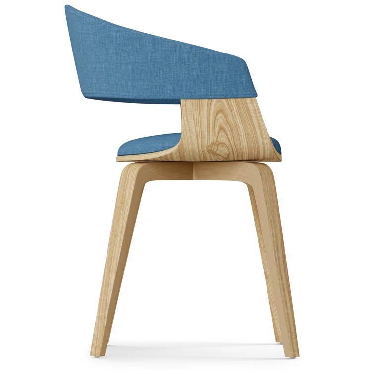 Lowell Bentwood Upholstered Dining Chair with Curved Backrest in Mid-Century Modern Style