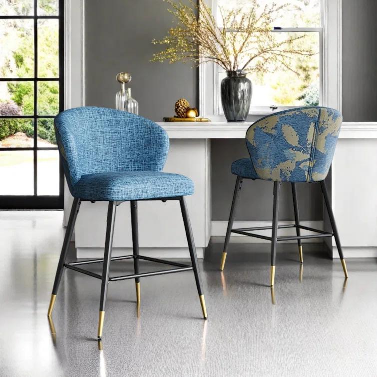 Christopher Knight Home Knox Upholstered Bar Stools With Footrest (Set of 2)