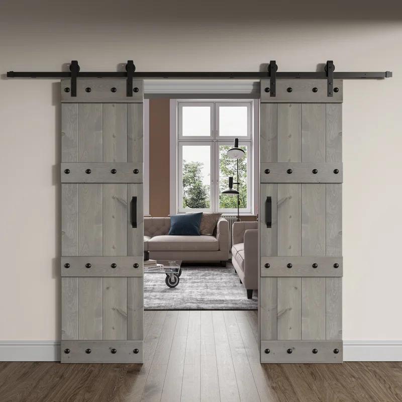 Coast Sequoia Castle Series Pine Wood Double Sliding Barn Door with Hardware Kit