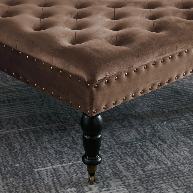 Rosdorf Park Leni 33" Velvet Square Tufted Cocktail Ottoman