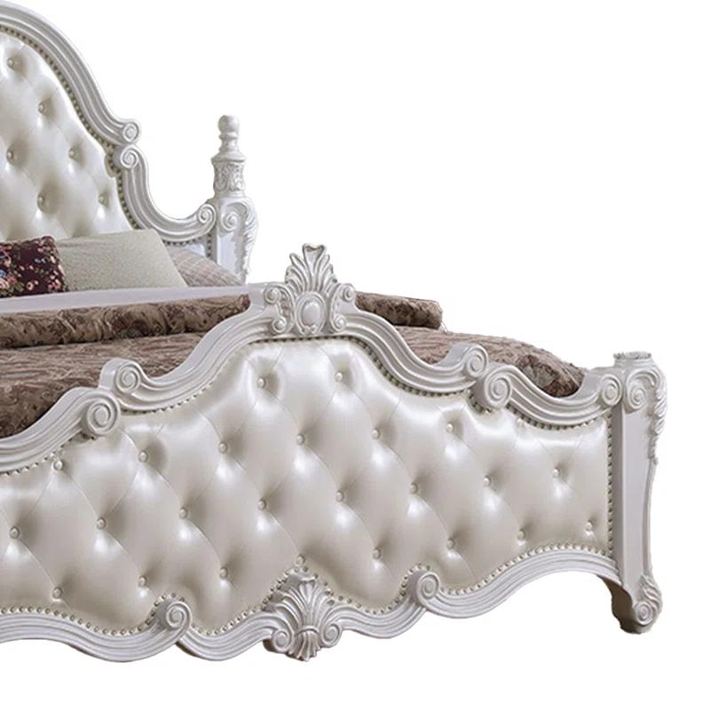 Benjara Moni Bed, Tufted Classical Upholstery