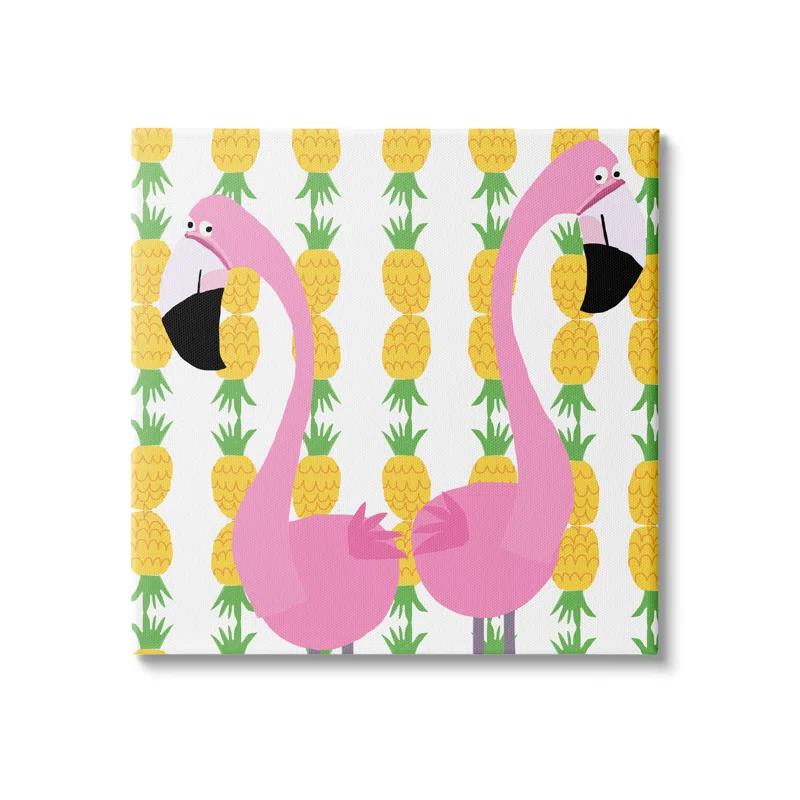 Stupell Industries Kids' Flamingo Pair Pineapple Art
