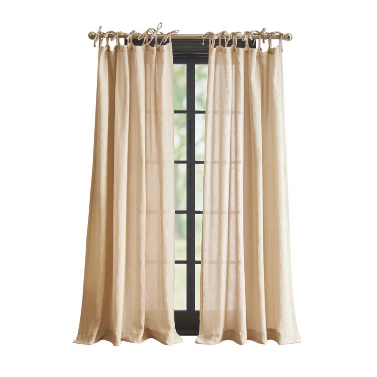 DKNY Pure DKNY Pure Cotton Gauze Tietab Offwhite Curtain Panel Pair (Set of 2)