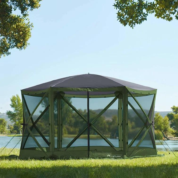 ECR4Kids ECR4Kids Lightspeed Outdoors Pop-Up 6-Sided Screen Shelter, Camping Gazebo, Green