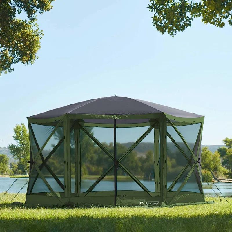 ECR4Kids ECR4Kids Lightspeed Outdoors Pop-Up 6-Sided Screen Shelter, Camping Gazebo, Green