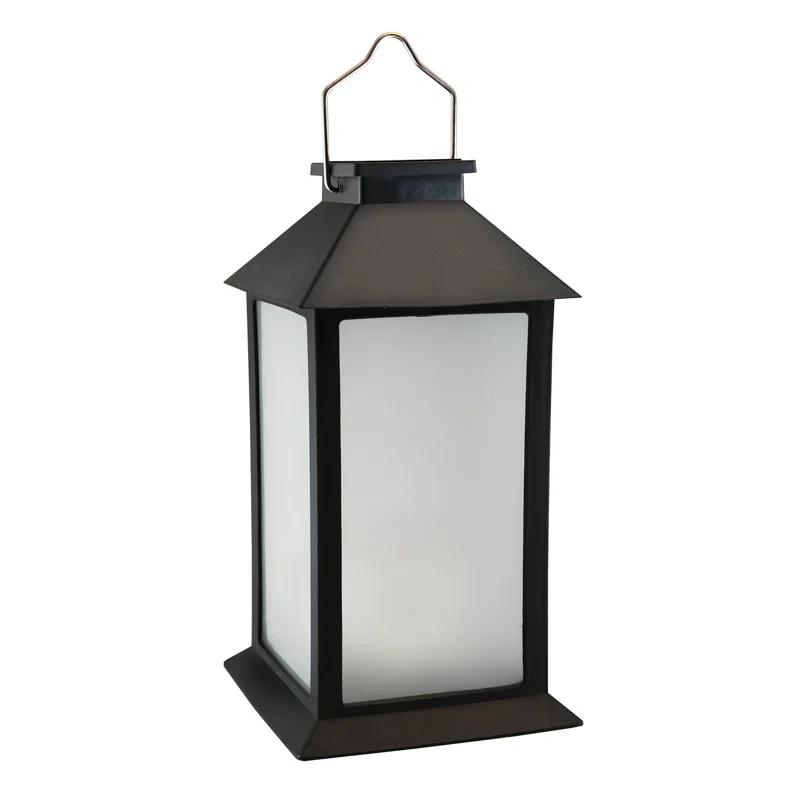 LumaBase Solar Powered Flame Effect LED Black Lantern
