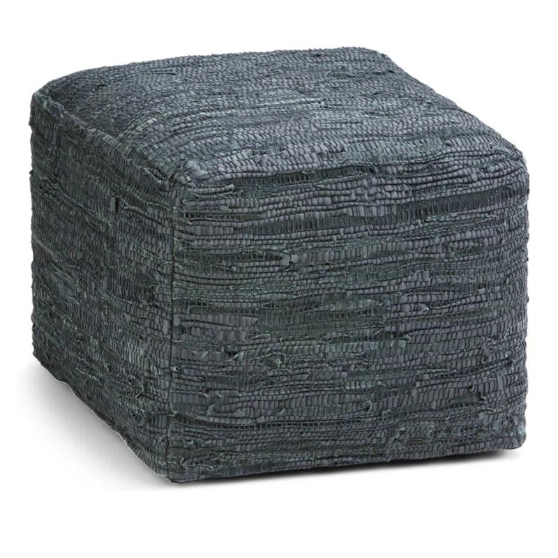 Simpli Home Fredrik 18"W Genuine Buffalo Leather Square Pouf & Reviews | Wayfair
