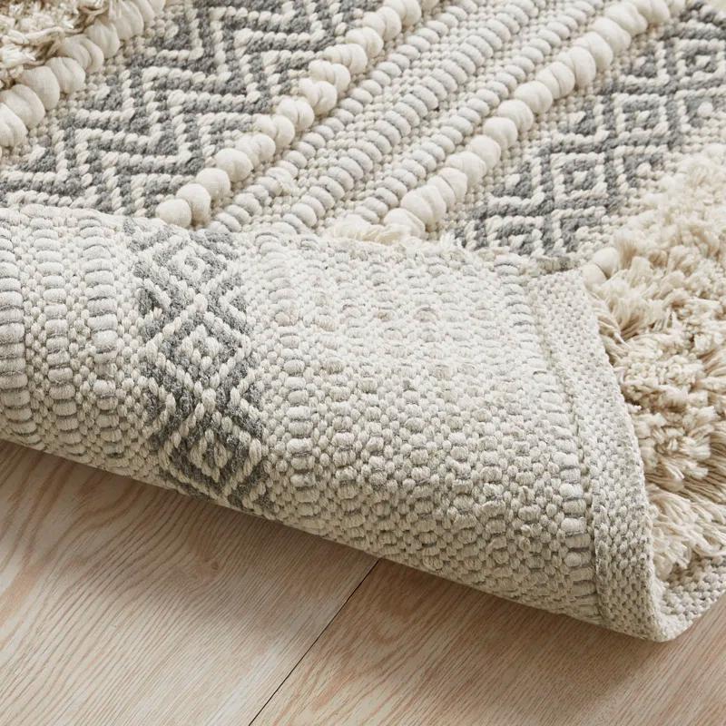 INK+IVY Asher Cotton Blend Bath Rug with Non-Slip Backing