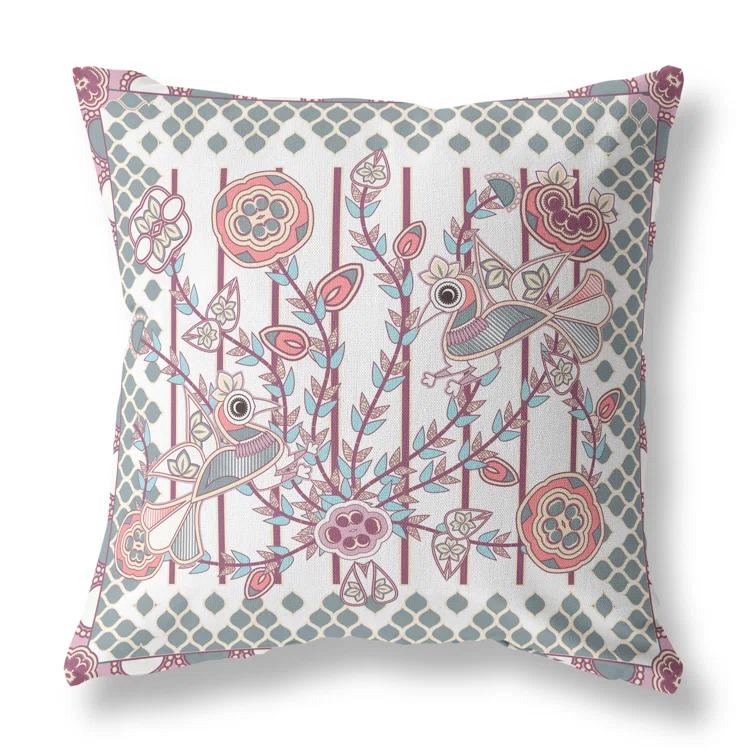 AmritaSen Floral Indoor/Outdoor Reversible Throw Pillow