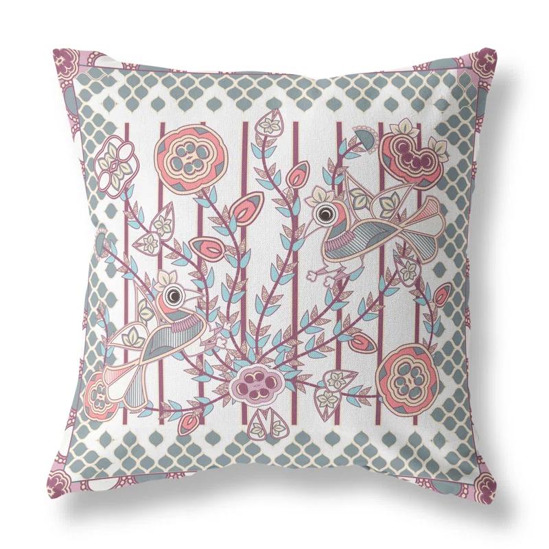 Floral Indoor/Outdoor Reversible Throw Pillow
