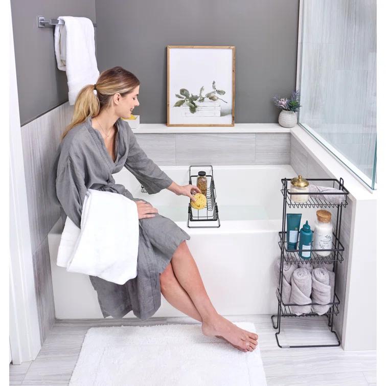iDesign iDesign Everett Metal Adjustable Over the Tub Caddy 22.55" x 6.7" x 4.41", Matte Black
