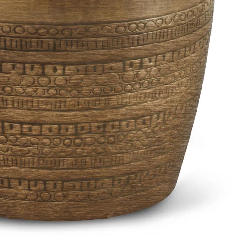 Simpli Home Johnsen 30"W Metal Boho Modern Round Coffee Table with Textured Detail, Assembled