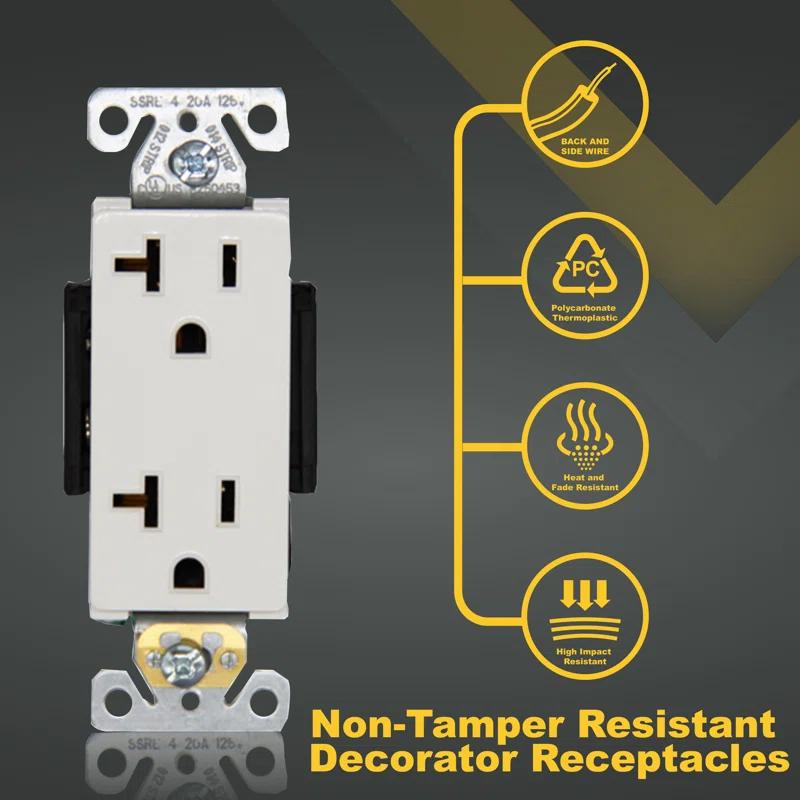 Faith SSRE4-WH-10 20 Tamper Resistant Decorator Outlet