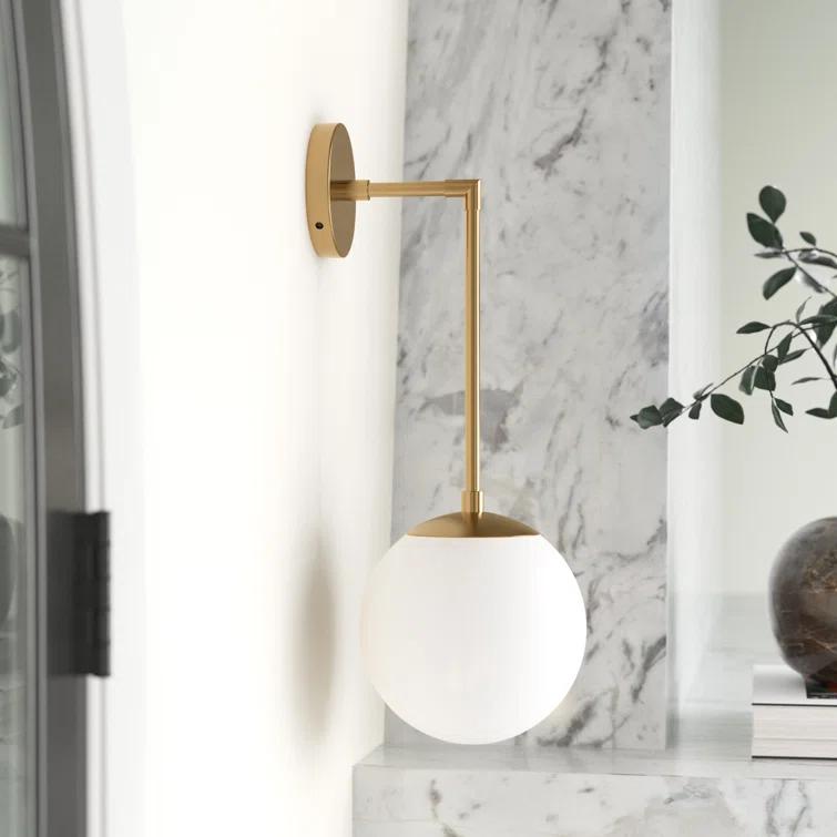 Nathanson Single Light Glass Dimmable Armed Sconce