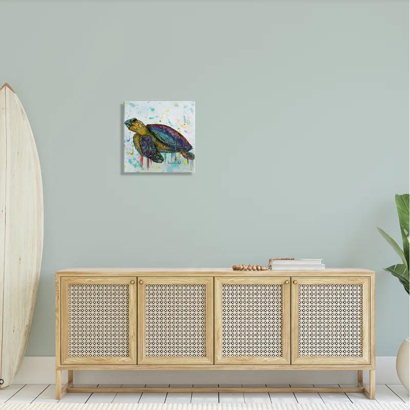Stupell Industries " Urban Street Style Sea Turtle Paint Drip " by Karrie Evenson Painting Print