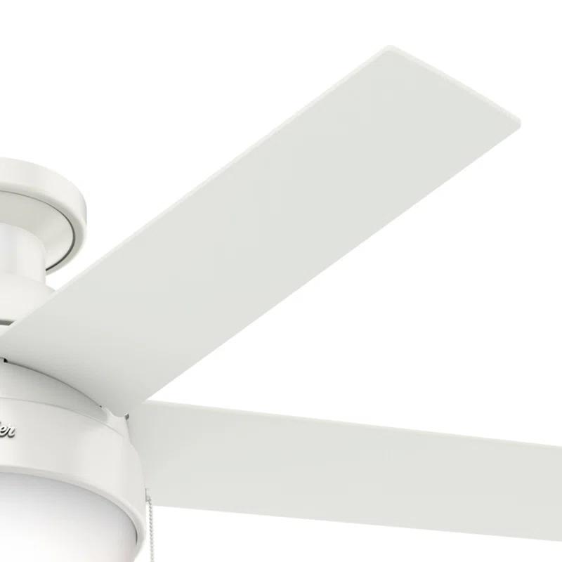 46" Anslee 5 - Blade LED Flush Mount Ceiling Fan with Pull Chain and Light Kit Included