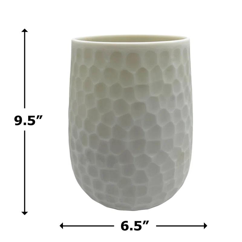 Bergamo Art 10" High Decorative Handmade Patterned White Glass Vase