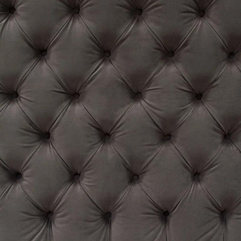 Diamond Sofa Park Avenue Eastern King Tufted Bed With Vintage Wing In Grey Linen
