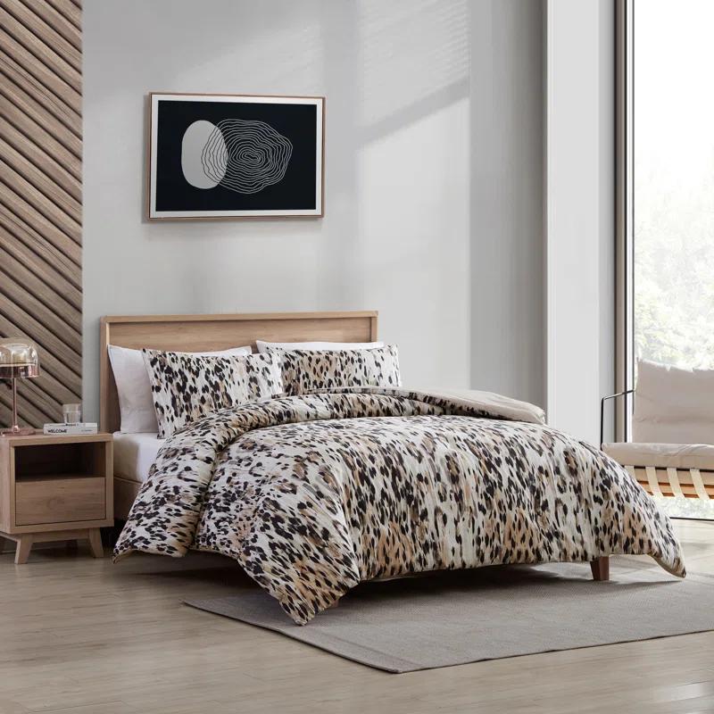 Kenneth Cole Abstract Leopard Cotton Brown Comforter Set