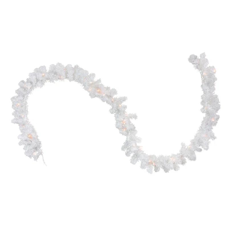 Northlight Seasonal 50' x 10" Pre-Lit Commercial Length Snow White Christmas Garland Clear Lights