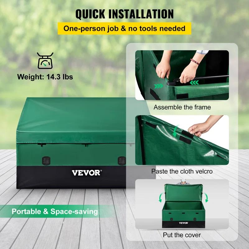 VEVOR VEVOR 61'' W 150 Gallons Water Resistant Polyethylene Plastic Deck Box in Green/Black