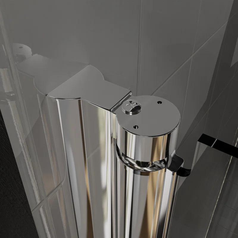 37-3/8 In Semi-Frameless Pivot Shower Door in Chrome With Clear Glass