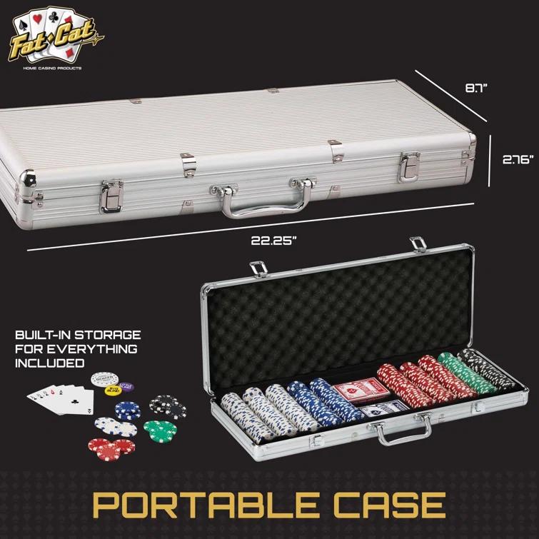 Fat Cat Fat Cat Texas Hold'em 500-Piece Poker Chips and Accessory Set
