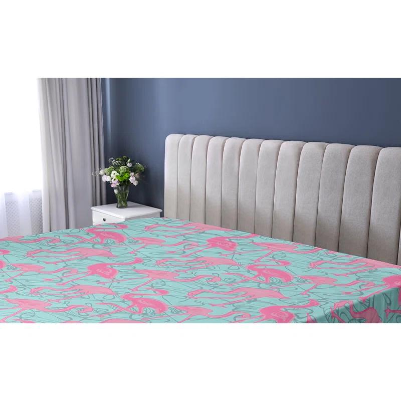Ambesonne Ambesonne Tropical Fitted Sheet Art Boho Pattern Flamingo Pastel Pink Seafoam