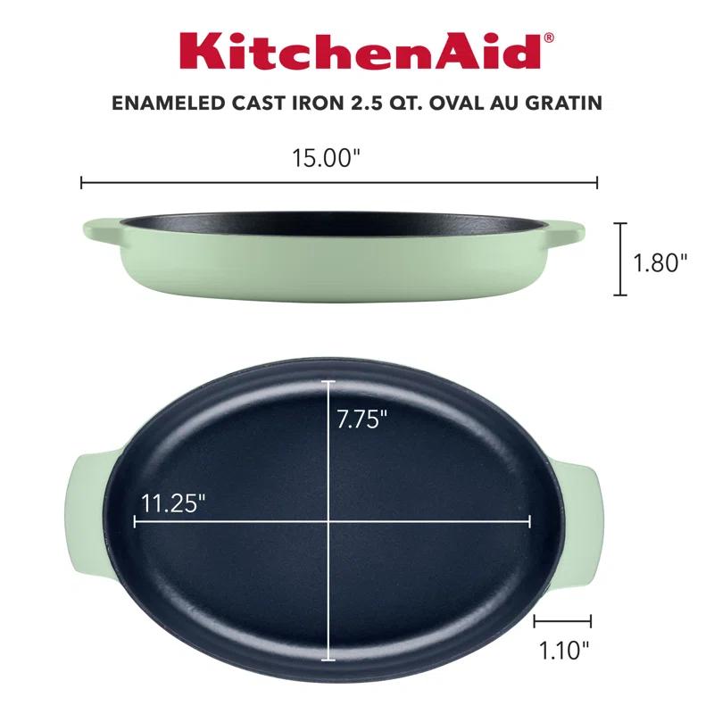 KitchenAid® KitchenAid Cast Iron Oval Au Gratin Roasting Pan Suitable - 2.5 Quart
