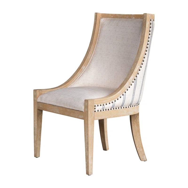Martha Stewart Martha Stewart Elmcrest Wood Upholstered  Dining Chair with Nailhead Trim