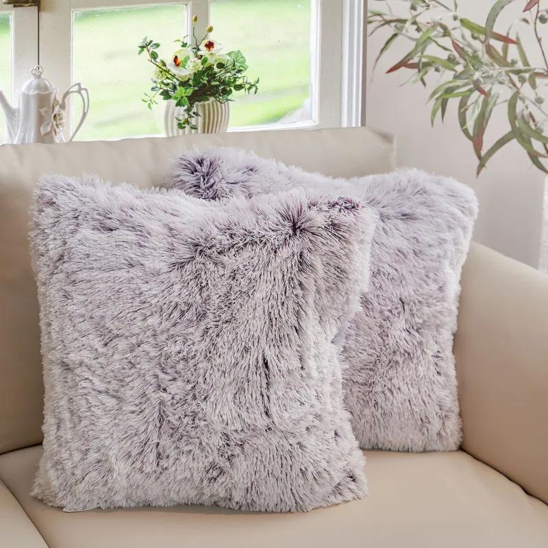 Cheer Collection Faux Fur Throw Pillow (Set of 2)