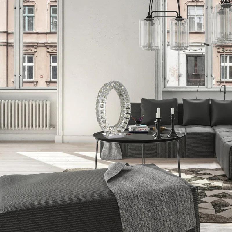 Everly Quinn Everly Quinn Oval Crystal Extravaganza 17.5" Table Lamp // Led Strip