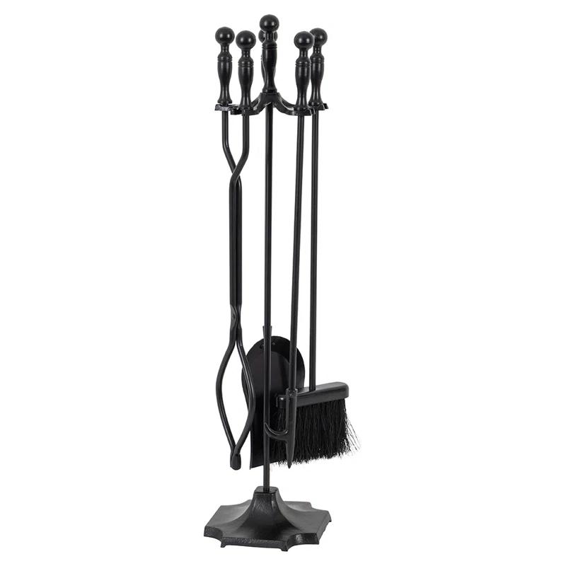 Modern Ember Cascade 5 Piece Fireplace Tool Set in Black