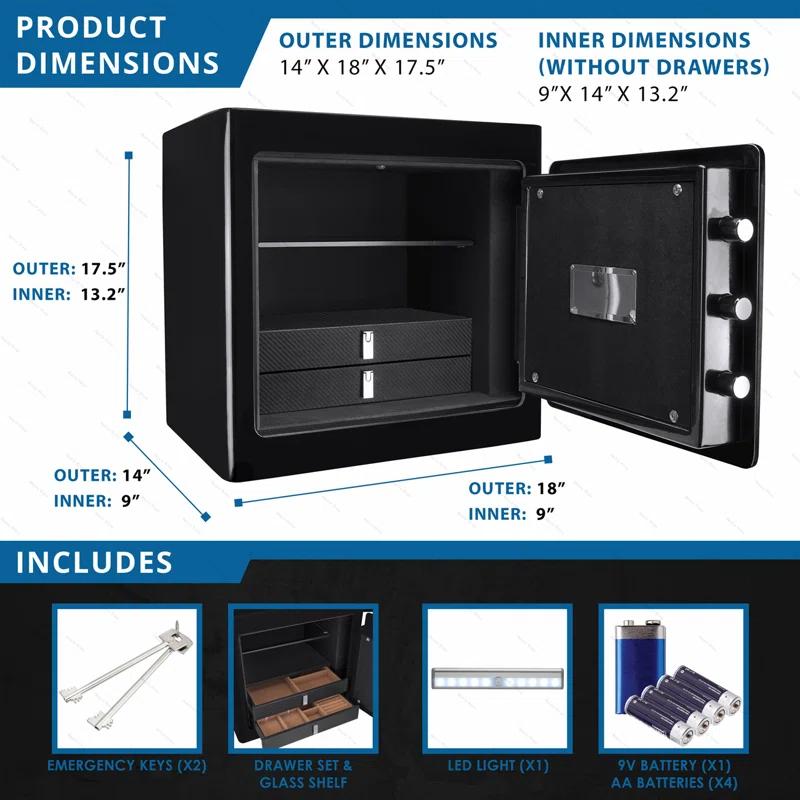 Ceballos 1.01 CUBIC FT BLACK JEWELRY SAFE V2