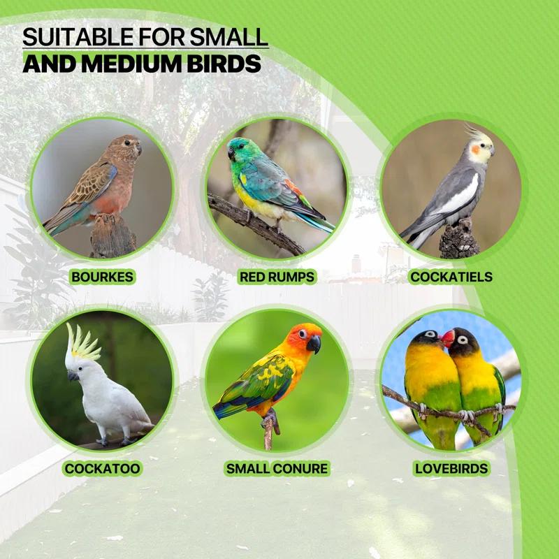 Bring Home Furniture Open Top Bird Cage with Play Area Removable Tray Wooden Perches, and Wheels Suitable for Small Birds Like Budgies Cockatiels and Parakeets