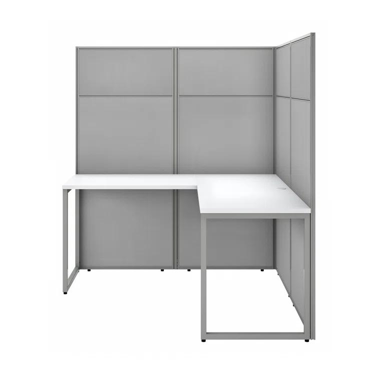 Bush Business Furniture Easy Office L-Shaped 1 Person Cubicle with Cable Management