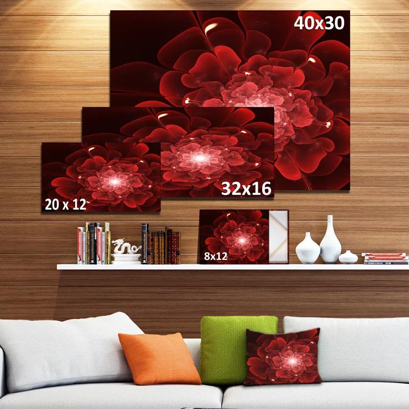 Design Art Clear Red Fractal Flower Graphic Art on Wrapped Canvas