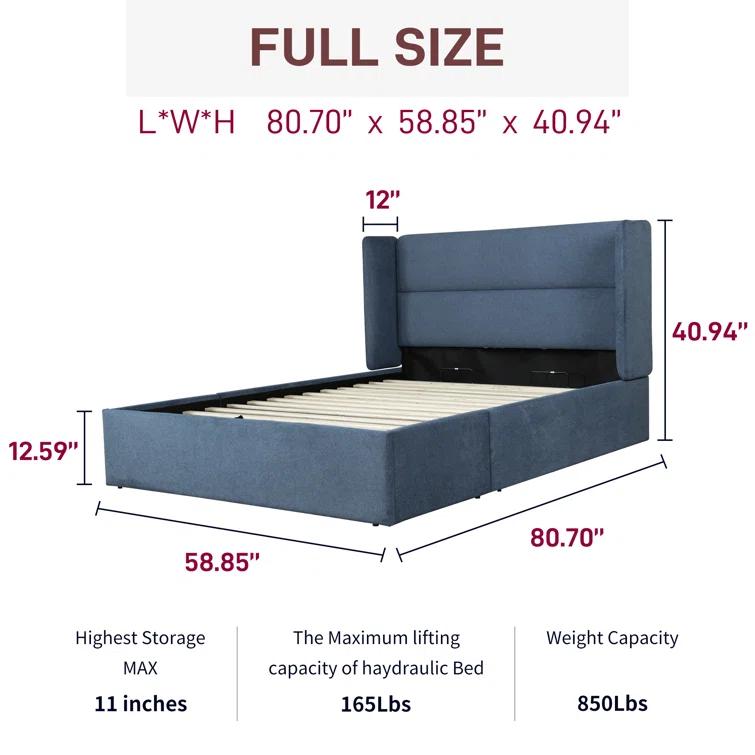 Latitude Run® Gaillarde Hydraulic Lift Up Storage Upholstered Platform Bed