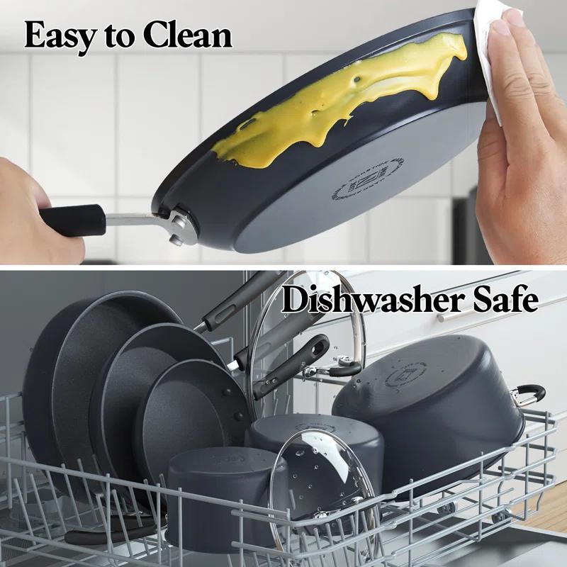 Cook N Home Professional Hard Anodized Pots and Pans Set Nonstick, Kitchen Cookware Set, Black