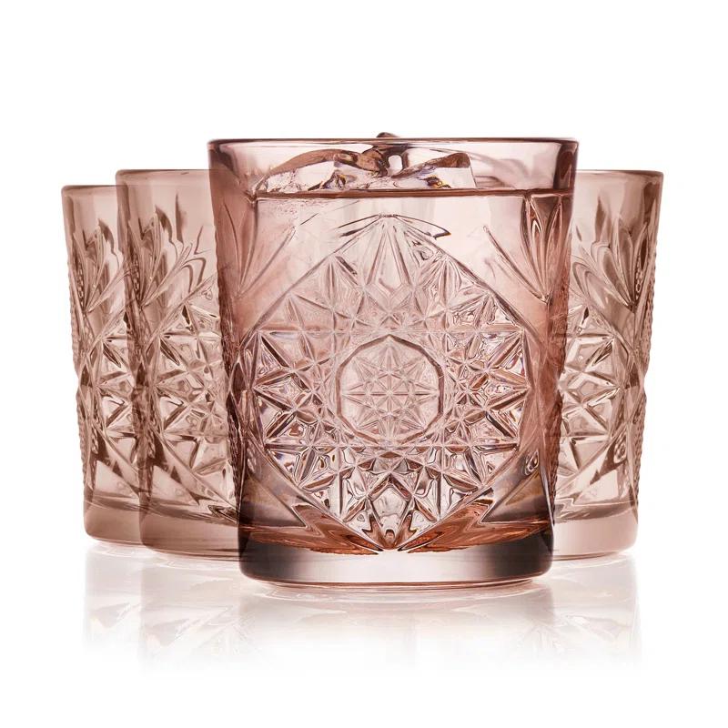 Libbey Hobstar Rose Double Old Fashioned Glasses, 12-Ounce (Set of 4)