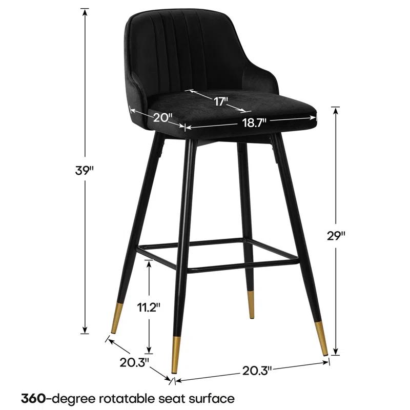 Everly Quinn Swivel Velvet Upholstered Counter & Bar Stool (Set of 2)