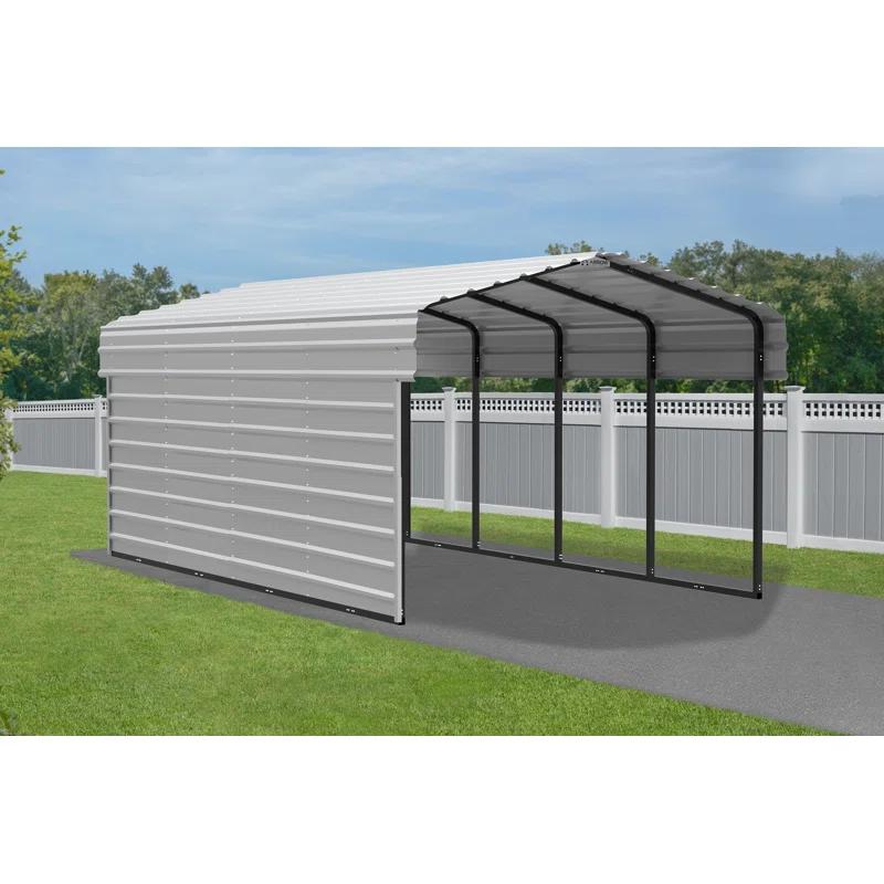 Arrow Arrow Steel Carport with 1 Side Wall Kit, 10X20X07