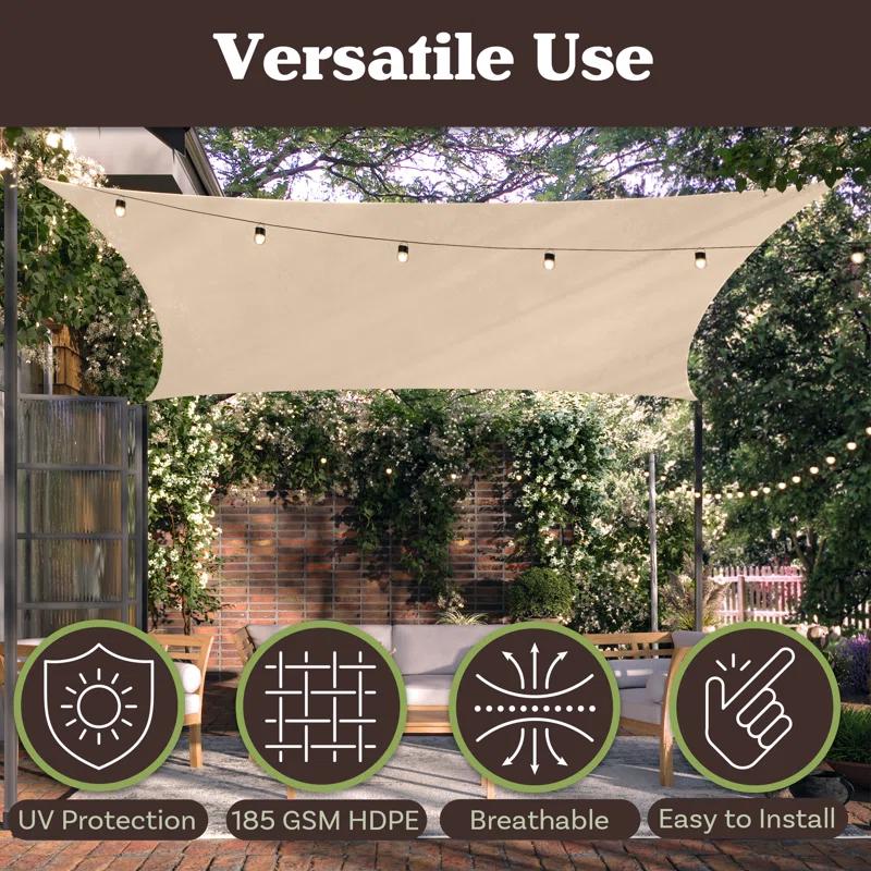 Pure Garden Sun Shade Canopy - 10x13ft Curved Rectangle Sun Shade Sail with UV Protection - Sun Shades Outdoor Patio or Pool Canopy - Sunshades for Patio, Yard, Deck or Outdoor Activities by Pure Garden