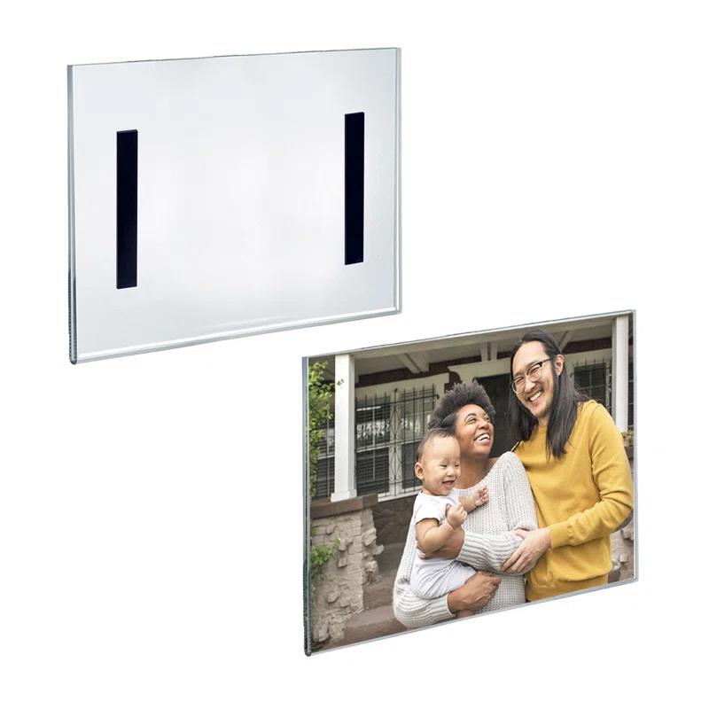 Azar Displays Clear Acrylic Magnet Back Sign Holder Frames 10" W x 8" H - Landscape / Horizontal, 2-Pack (Set of 2)