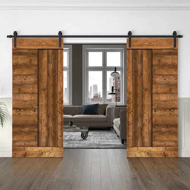 Calhome 84'' Solid Wood Paneled Painted with Installation Hardware Kit Barn Door