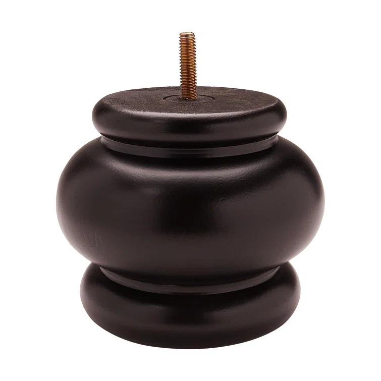 Architectural Products by Outwater L.L.C. 4 in x 4-7/8 in Stained Solid Hardwood Round Bun Foot (Set of 4)