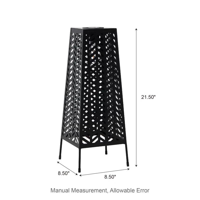 Glitzhome 21.5"H Metal Geometric Solar Powered Floor Lantern